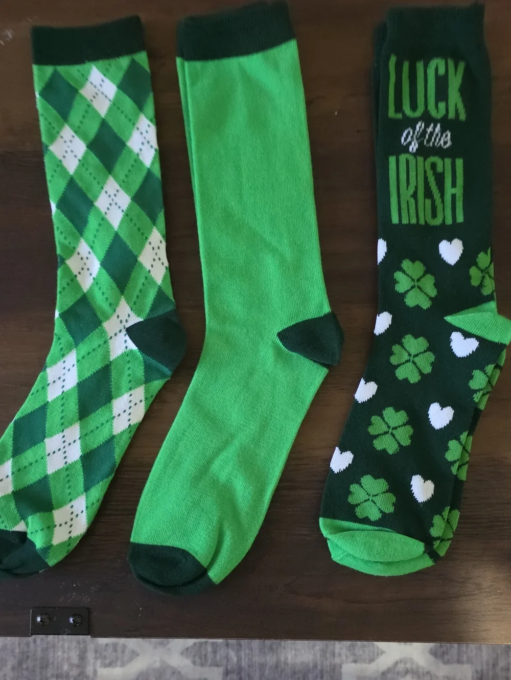 Men's Luck Of The Irish Green Patterned Crew Socks - Pack of 3